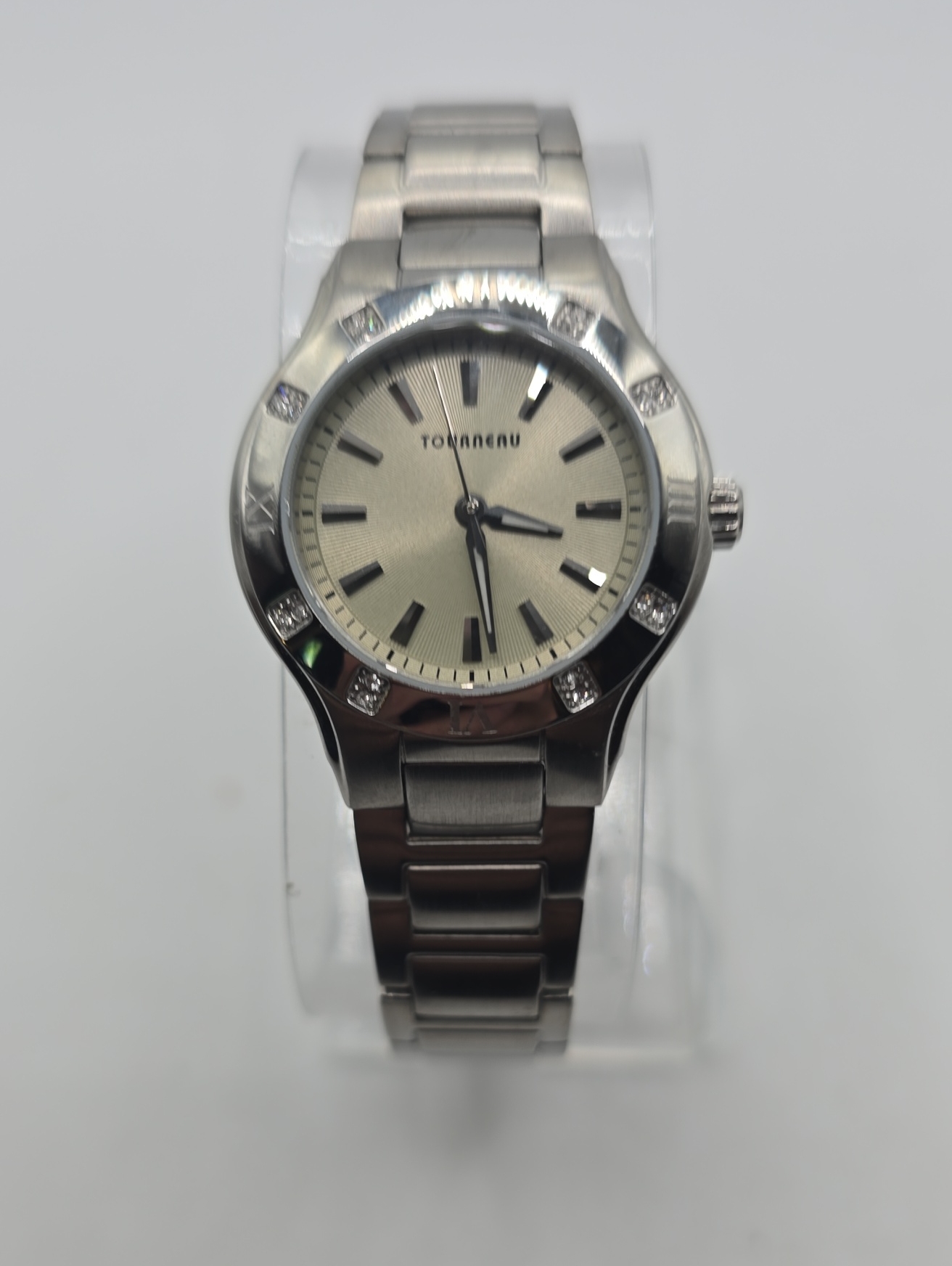 Tourneau SilverTone Ladies Bracelet Watch With Crystal Accents